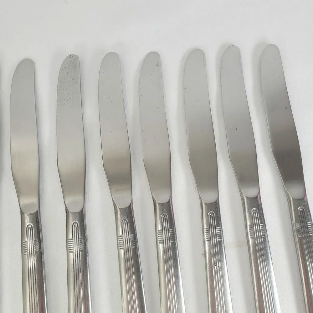 International Silco Empire Stainless Flatware Knife Set 10 Dinner Knives USA 8.5